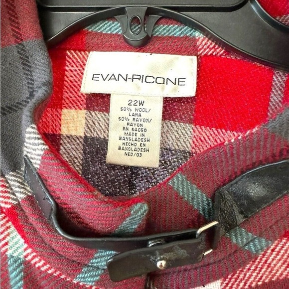 Vtg Evan-Picone Red Tartan Plaid Wool‎ Zip Up Jacket Dress Union USA Size 22 - Picture 4 of 8